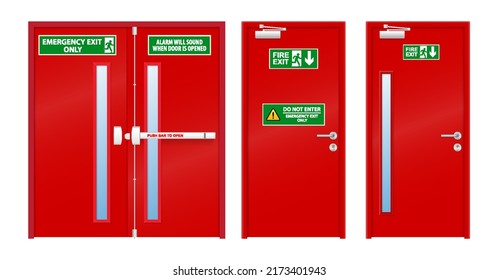 fire emergency exit door or red door to evacuate