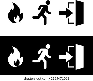 icono de salida de incendio y emergencia, escape