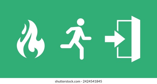 Icono de salida de emergencia e incendio, Icono de un hombre corriendo hacia la puerta.