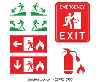 fire emergency exit sign vector illustration