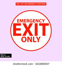 Fire emergency, exit way, extinguisher and warning sign in vector style version, easy to use and print