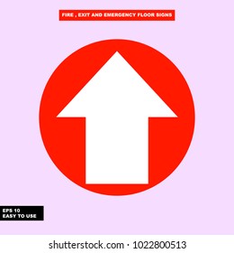 Fire emergency, exit way, extinguisher and warning sign in vector style version, easy to use and print