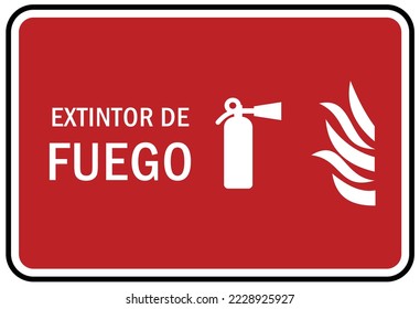 Señal de extinción de incendios de emergencia y etiqueta extintor español