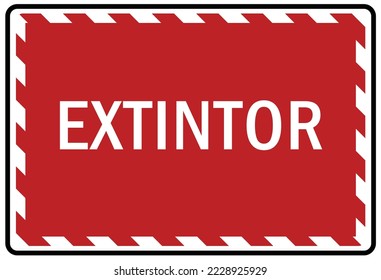 Señal de extinción de incendios de emergencia y etiqueta extintor español