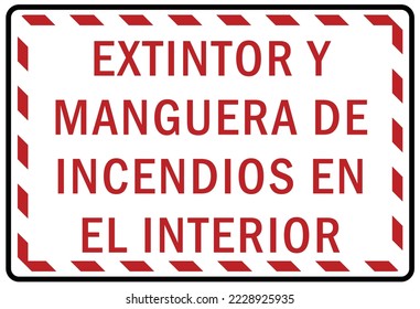 Señal de extinción de incendios de emergencia y etiqueta extintor español