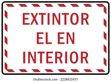 Señal de extinción de incendios de emergencia y etiqueta extintor español