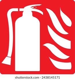Fire emergency, fire extinguisher, emergency sign,warning sign,safety, flammable, fire hazard, fire, flame,danger, risk