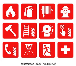 Fire emergency icons set