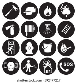 Fire emergency icons set