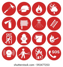 Fire emergency icons set