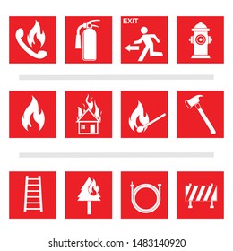 Fire emergency icons set, Firefighters icons, isolated on white background