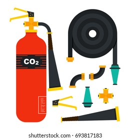Fire emergency icons set. Vector illustration