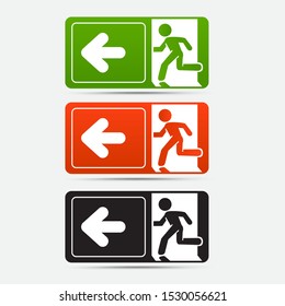 Fire emergency icons. Vector illustration. Fire exit.