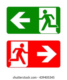 Fire emergency icons. Vector illustration. Fire exit.