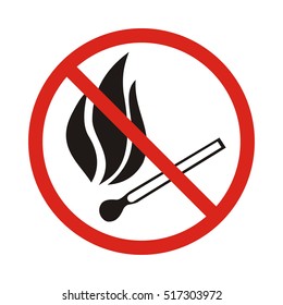 Fire emergency icons. Vector illustration. No open flames.