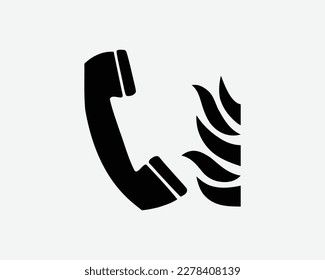 Fire Emergency Phone Telephone Call Point Rescue Help SOS Black White Silhouette Sign Symbol Icon Clipart Graphic Artwork Pictogram Illustration Vector