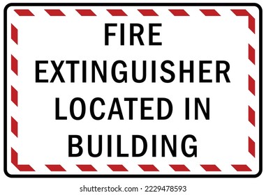 Fire emergency sign Fire extinguisher located in building