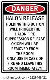 Fire emergency sign Halon release