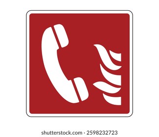 Fire Emergency Telephone Sign, Fire Protection Equipment Sign, Emergency Contact Icon - High Quality Vector Stock Image