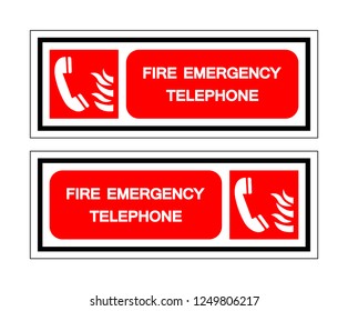 Fire Emergency Telephone Symbol Sign, Vector Illustration, Isolate On White Background Label. EPS10