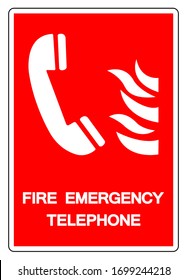 Fire Emergency Telephone Symbol Sign, Vector Illustration, Isolate On White Background Label. EPS10 
