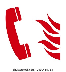Fire Emergency Telephone. Vector Illustration Isolated on White Background.