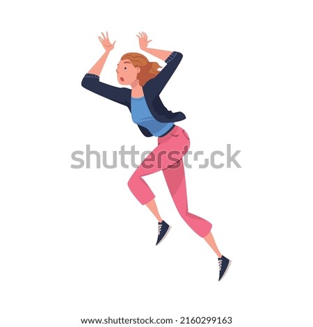 Fire Emergency with Woman Escaping Saving Life when Smoke Vector Illustration