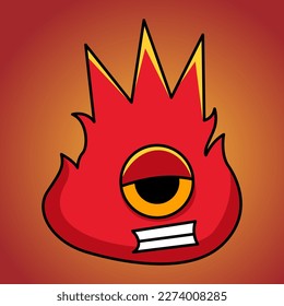 Fire emoji character cartoon illustration