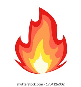 Fire emoji flame icon. Isolated bonfire sign, emotion flame symbol isolated on white, fire emoji and logo vector illustration eps 10