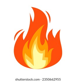 Fire emoji flames icon in cartoon style isolated on white background