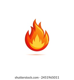 Icono de llamas emoji de fuego en estilo de dibujos animados aislado sobre fondo blanco