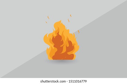 Fire emoji flames icon isolated on white background. Vector illustration