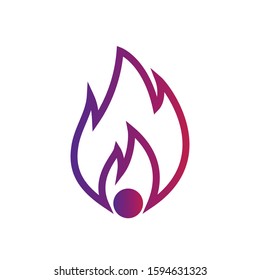 Fire emoji flames icon isolated on white background. Vector illustration