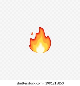 Fire emoji. Fire Flames. Isolated on white. Realistic 3d icon. Vector