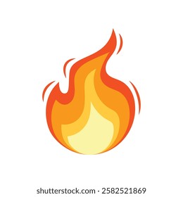 Fire emoji. Flames vector icon in cartoon style on a white background