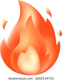 Fire emoji sticker burning fire flames hot red, and orange gradient icon clipart illustration