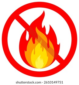 Fire emoji vector symbol sign in flat style. vector illustration of flame.Prohibition on lighting fires.