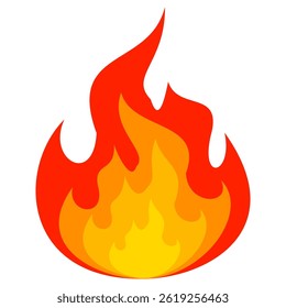 Estilo plano Iniciar sesión del símbolo del Vector del emoji del fuego. Ilustración vectorial de llama
