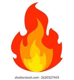 Estilo plano Iniciar sesión del símbolo del Vector del emoji del fuego. Ilustración vectorial de llama