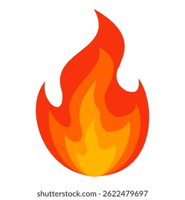 Estilo plano Iniciar sesión del símbolo del Vector del emoji del fuego. Ilustración vectorial de llama