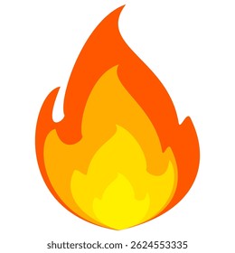 Sinal de símbolo de vetor emoji de fogo em estilo plano. ilustração de vetor de chama