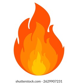 Estilo plano Iniciar sesión del símbolo del Vector del emoji del fuego. Ilustración vectorial de llama