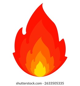 Sinal de símbolo de vetor emoji de fogo em estilo plano. ilustração de vetor de chama