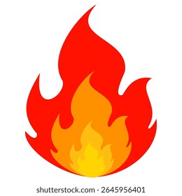 Estilo plano Iniciar sesión del símbolo del Vector del emoji del fuego. Ilustración vectorial de llama