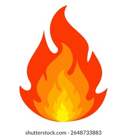 Estilo plano Iniciar sesión del símbolo del Vector del emoji del fuego. Ilustración vectorial de llama