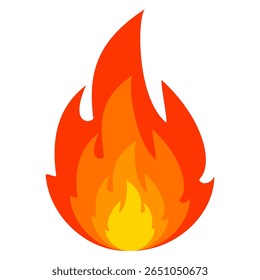 Estilo plano Iniciar sesión del símbolo del Vector del emoji del fuego. Ilustración vectorial de llama