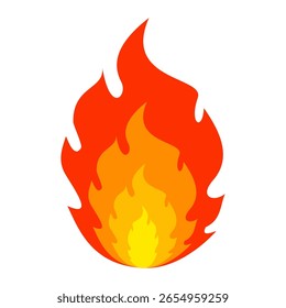 Estilo plano Iniciar sesión del símbolo del Vector del emoji del fuego. Ilustración vectorial de llama