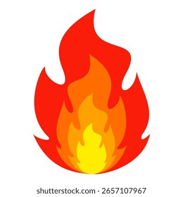 Sinal de símbolo de vetor emoji de fogo em estilo plano. ilustração de vetor de chama