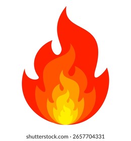 Sinal de símbolo de vetor emoji de fogo em estilo plano. ilustração de vetor de chama