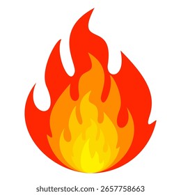 Fire Emoji-Vektorsymbol-Zeichen im flachen Stil. Vektorgrafik der Flamme